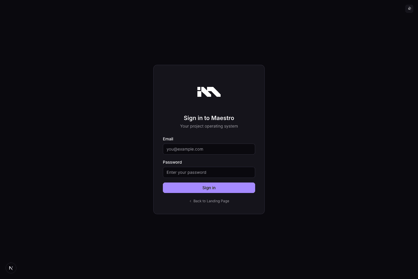 Local account sign-in interface in the dark theme.