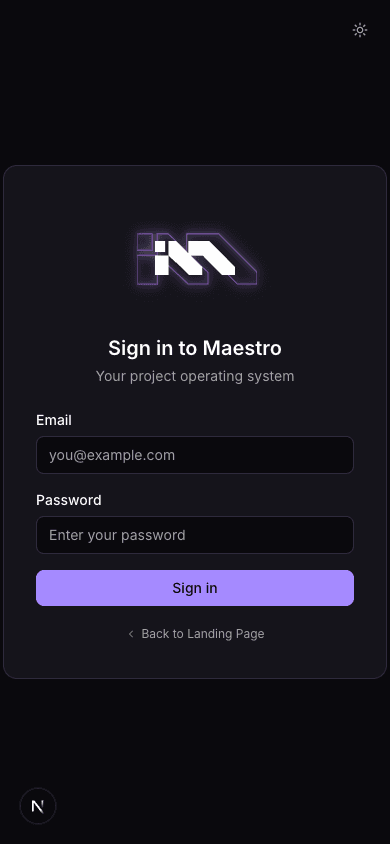 Local account sign-in interface on mobile.